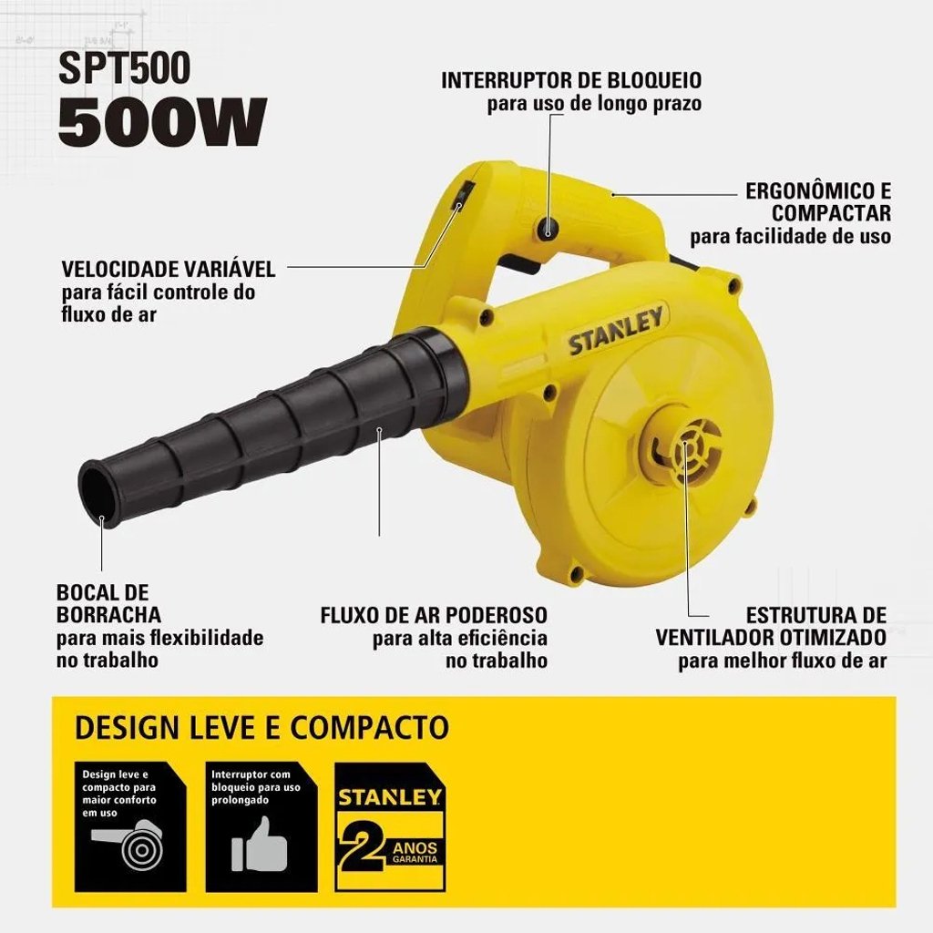 Soprador e Aspirador Elétrico 500w Spt500-br 110v - Stanley - 3