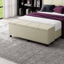 Ver imagem 5 de Baú Sapateira Estofada Casal King Size 195 Cm Júpiter Corino Skybox Bege