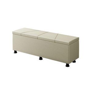 Baú Sapateira Estofada Casal King Size 195 Cm Júpiter Corino Skybox Bege