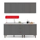 Ver imagem 5 de Cozinha Pérola 4 Peças Aéreos com 5 Portas, Balcão 2 Gavetas 3 Portas e Balcão 2 Portas Yescasa Cinza/Branco