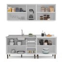 Ver imagem 6 de Cozinha Pérola 4 Peças Aéreos com 5 Portas, Balcão 2 Gavetas 3 Portas e Balcão 2 Portas Yescasa Cinza/Branco