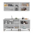 Ver imagem 6 de Cozinha Pérola com Rodapé 4 Peças Aéreos com 5 Portas, Balcão 2 Gavetas 3 Portas e Balcão 2 Portas Yescasa