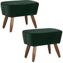 Ver imagem 1 de Kit 02 Puffs Decorativos Pés de Madeira Fixo Juliet D02 Veludo Verde C-303 - Lyam Decor