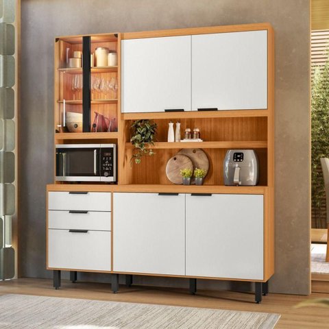 Kit Cozinha Murano 7 Portas 2 Gavetas MDF-MDP 182cm Freijó Pallazio