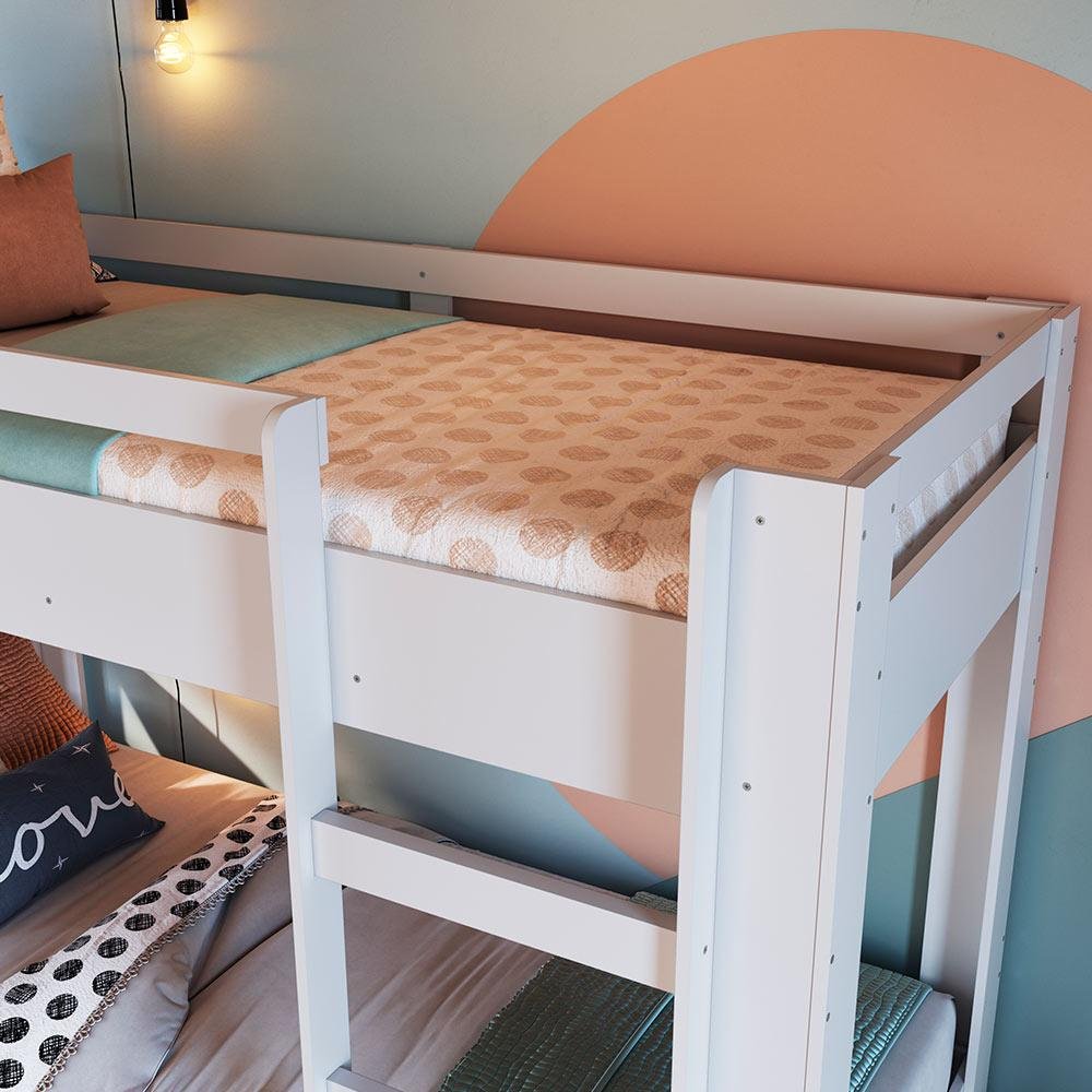 Cama Beliche Infantil com 2 Colchões Juvenil 91cm X 195cm Branco Boyd ...