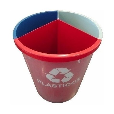 Lixeira Mix 25 Litros Coleta Seletiva com 3 Divisões Cor:azul/vermelho/cinza
