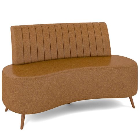 Sofá Chaise Living 2 Lugares 135cm para Sala Cayman K01 Sintético Caramelo - Lyam Decor