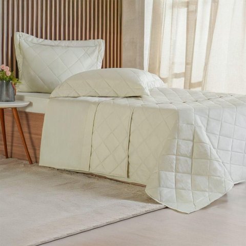 Kit Colcha Queen 3 Peças Ricamo 300 Fios 100% Algodão 240x260cm Salvia