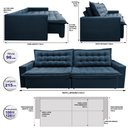 Ver imagem 2 de Sofá Sem Caixa Retrátil Reclinável 2,15m Cama inBox França Velusoft Azul