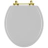 Assento Sanitario Poliéster Convencional Oval Cinza Platina para Vaso Incepa com Ferragem Dourada - 1