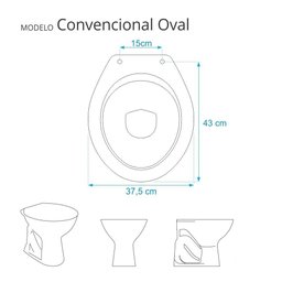 Assento Sanitario Poliéster Convencional Oval Cinza Platina para Vaso Incepa com Ferragem Dourada - 3