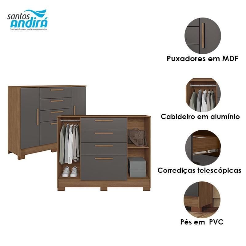 Comoda Pinhais 2 Portas 4 Gavetas Jatobá Grafite Acetinado Comoda Pinhais 2 Portas 4 Gavetas Jatobá Grafite Acetinado