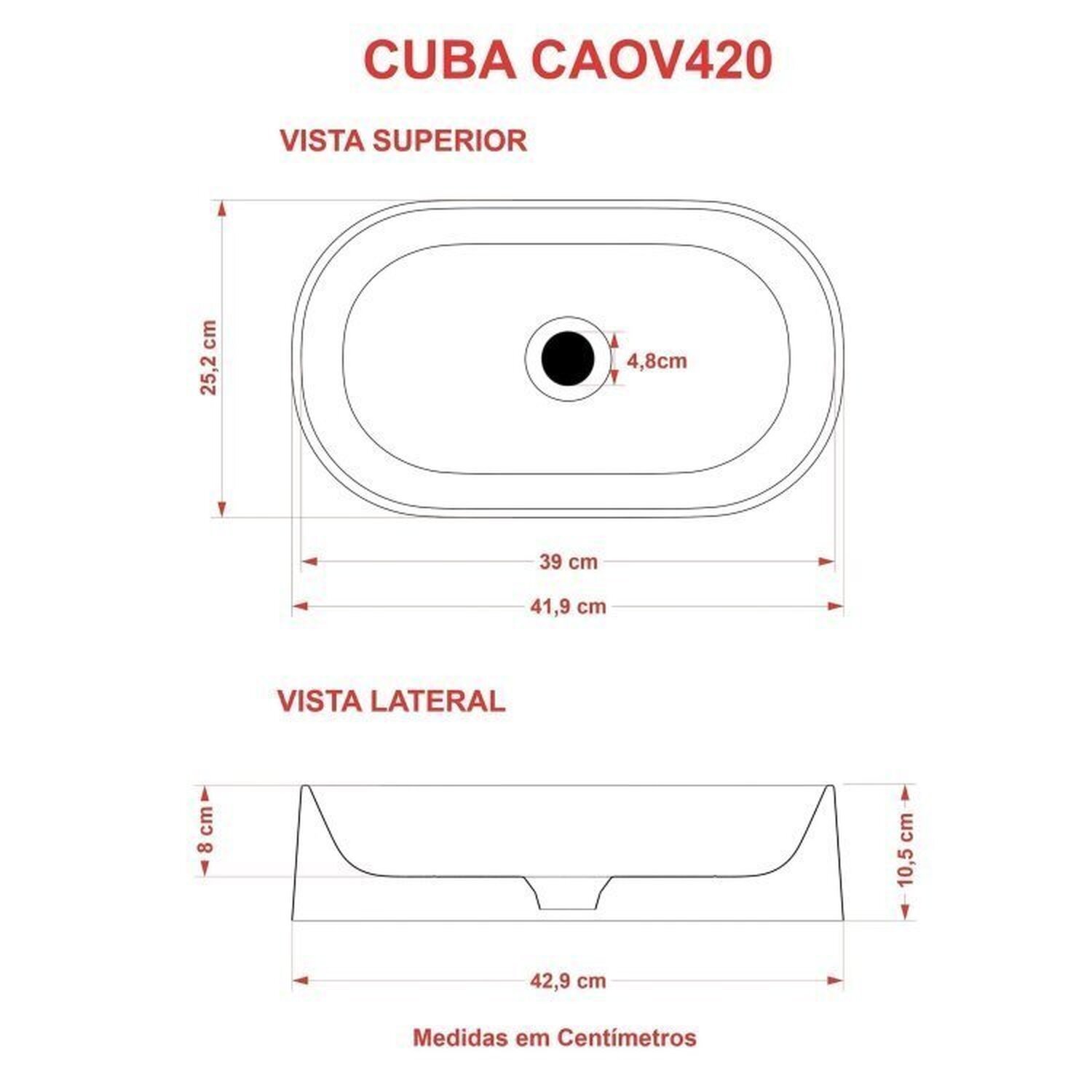 Kit 2 Cubas de Apoio para Banheiro Laila O42 Oval Compace - 6