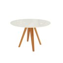 Ver imagem 1 de Mesa de Jantar Kappesberg em Madeira Maciça com Tampo de Vidro Off White 120cm