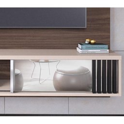 Painel para Tv Home Suspenso Ambiente Ilhéus Nogueira Real Off White Matte – Colibri - 8