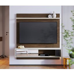 Painel para Tv Home Suspenso Ambiente Ilhéus Nogueira Real Off White Matte – Colibri - 1