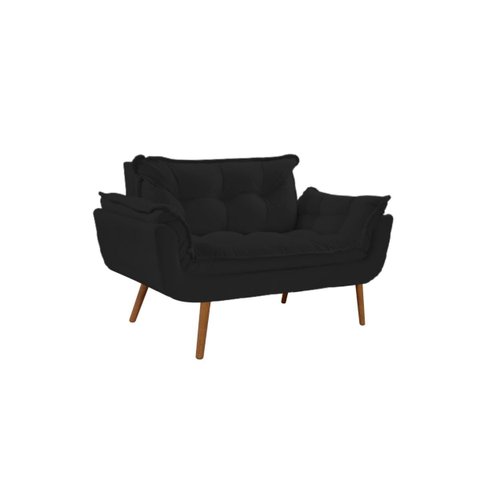 Poltrona Decorativa Sofá Namoradeira 2 Lugares Opalla Preto