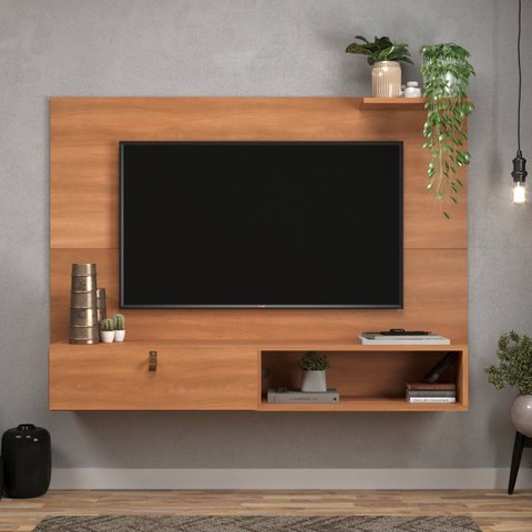 Painel para TV até 50 Polegadas 123CMX90CM 1 Porta Alca Sintética California Marrom
