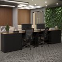 Ver imagem 1 de Conjunto de Escritório 4 Peças Noruega Office 2 Mesas e 2 Aparador Buffet - Via Nossa - Preto e