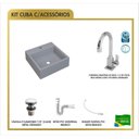 Ver imagem 6 de Kit 2 Cubas Q355 Torneira Luxo 1195 Metal Válvula Click 1 Polegada G Sifão Pvc Flexível Compace