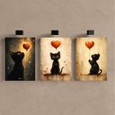 Ver imagem 2 de Kit3 Quadro Decorativo Gato Coração Quarto Casa Sala Moderno Qualidade Premium 40x28cm