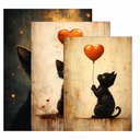 Ver imagem 3 de Kit3 Quadro Decorativo Gato Coração Quarto Casa Sala Moderno Qualidade Premium 40x28cm
