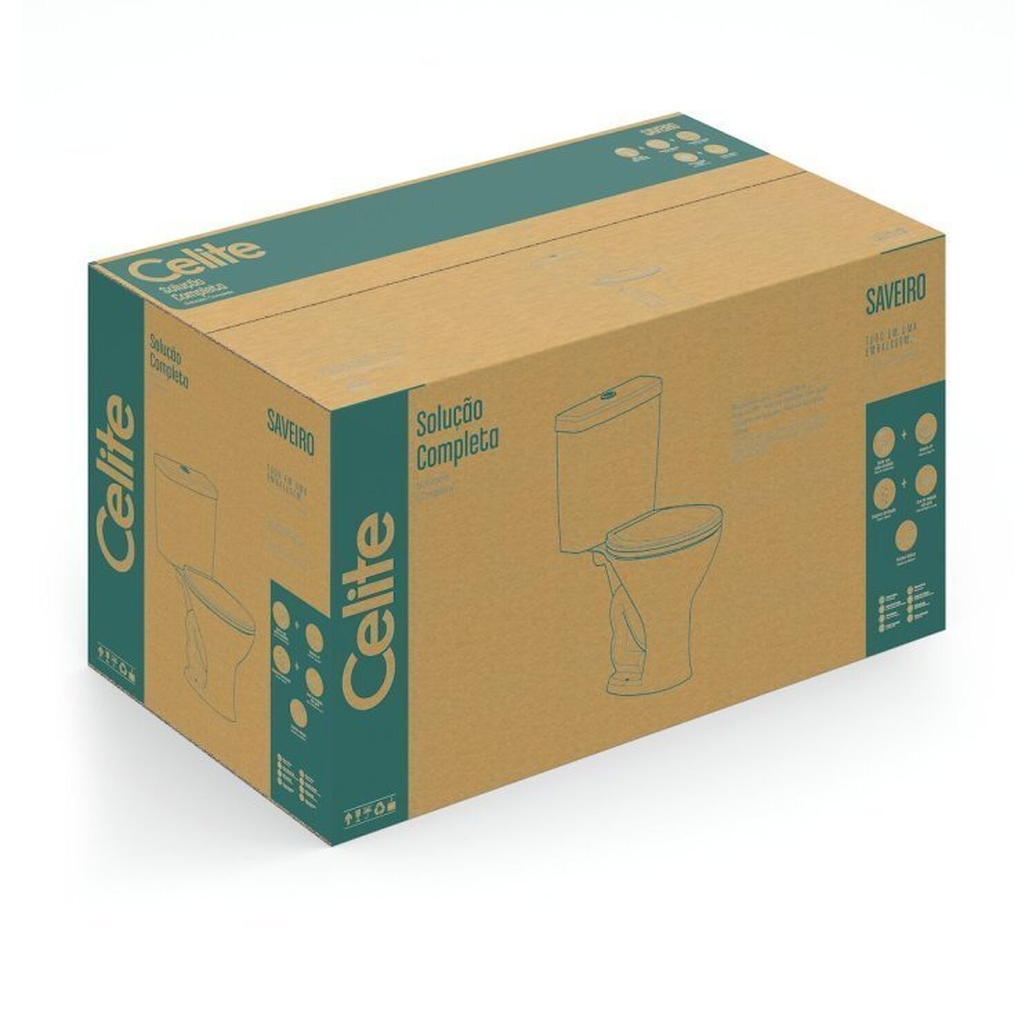 Kit 3 de Bacia com Caixa Acoplada 6 Litros Saveiro - 6