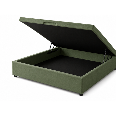 Cama Box Baú Casal com Encaixe para Colchão e Puxador Embutido:Verde