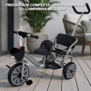 Ver imagem 3 de Triciclo Duplo Infantil 2 Lugares com Empurrador Tipo Carrinho Bicicleta Passeio Cesto Campainha e H