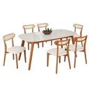 Ver imagem 2 de Conjunto Sala de Jantar Mesa 6 Cadeiras Madeira Maciça MDF com Vidro Ceci Yescasa Natural