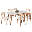 Ver imagem 2 de Conjunto Sala de Jantar Mesa 160x80cm Tampo em Mdf com Vidro Off White 6 Cadeiras Ceci Yescasa