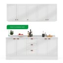 Ver imagem 5 de Cozinha Pérola com Rodapé e Tampo Aéreos com 5 Portas, Balcão 2 Gavetas 3 Portas e Balcão 2 Portas Y