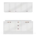 Ver imagem 3 de Cozinha Pérola com Rodapé e Tampo Aéreos com 5 Portas, Balcão 2 Gavetas 3 Portas e Balcão 2 Portas Yescasa Branco