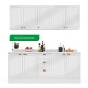 Ver imagem 5 de Cozinha Pérola com Rodapé e Tampo Aéreos com 5 Portas, Balcão 2 Gavetas 3 Portas e Balcão 2 Portas Yescasa