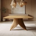 Ver imagem 3 de Mesa de Jantar 6 Lugares Quadrada Base Ripada 137cm Diadema B05 Amêndoa Cinamomo - Lyam Decor