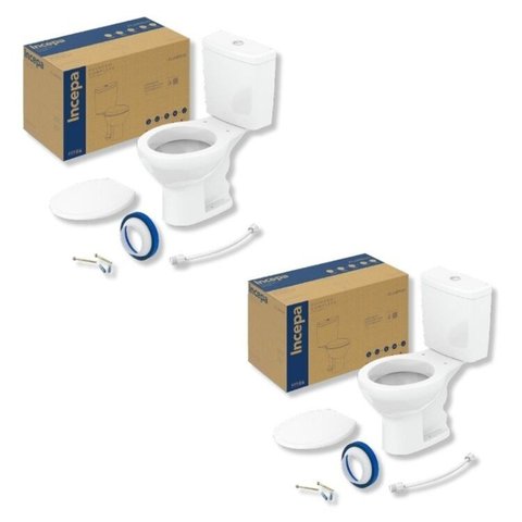 Kit 2 de Bacia com Caixa Acoplada e Assento Flamingo Incepa