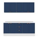 Ver imagem 3 de Cozinha Pérola com Rodapé e Tampo Aéreos com 9 Portas, Balcãos Yescasa Azul/Branco
