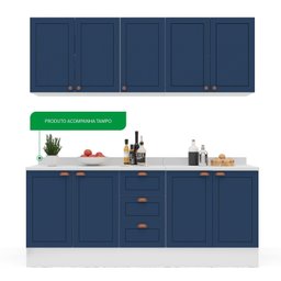 Cozinha Pérola com Rodapé e Tampo Aéreos com 5 Portas, Balcão 2 Gavetas 3 Portas e Balcão 2 Portas Y - 5