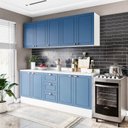 Ver imagem 1 de Cozinha Pérola com Rodapé e Tampo Aéreos com 9 Portas, Balcãos Yescasa Azul/Branco