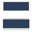 Ver imagem 3 de Cozinha Pérola com Rodapé e Tampo Aéreos com 5 Portas, Balcão 2 Gavetas 3 Portas e Balcão 2 Portas Y