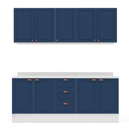 Cozinha Pérola com Rodapé e Tampo Aéreos com 5 Portas, Balcão 2 Gavetas 3 Portas e Balcão 2 Portas Y - 3