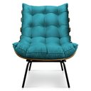 Ver imagem 3 de Kit Poltrona Costela com Puff para Sala Suede Azul Tiffany