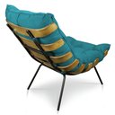 Ver imagem 2 de Kit Poltrona Costela com Puff para Sala Suede Azul Tiffany