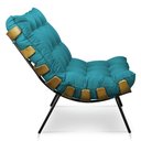 Ver imagem 5 de Kit Poltrona Costela com Puff para Sala Suede Azul Tiffany