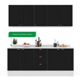 Cozinha Pérola com Rodapé e Tampo Aéreos com 5 Portas, Balcão 2 Gavetas 3 Portas e Balcão 2 Portas Y - 5