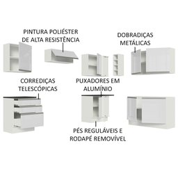 Cozinha Completa de Canto 100% MDF Madesa Acordes 409001 Armário e Balcão Frentes Branco Brilho Cor: - 4
