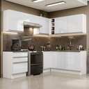 Ver imagem 1 de Cozinha Completa de Canto 100% MDF Madesa Acordes 409001 Armário e Balcão Frentes Branco Brilho Cor: