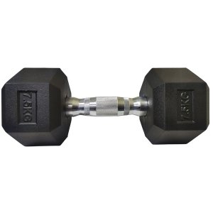 Halter Peso 7,5kg Sextavado Dumpbell Emborrachado Cromado Academia Exercicio Musculaçao Fortalecimen