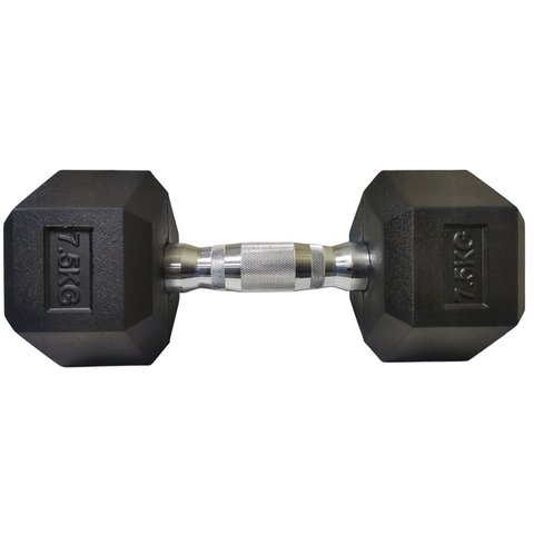 Halter Peso 7,5kg Sextavado Dumpbell Emborrachado Cromado Academia Exercicio Musculaçao Fortalecimen