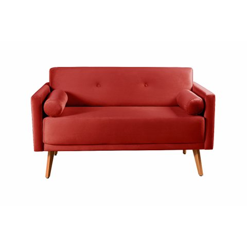 Sofá Namoradeira 2 Lugares Luma - Suede Vermelho